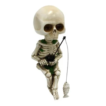 Статуята на риболов с виртуален скелет от смола, скулптура човешки Череп, декор за Хелоуин, подарък за Коледа, Деня на Благодарността