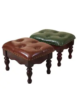 Американската мебел масичка за кафе стол от масивно дърво, разтегателен диван за хол, столче за грим на ниско столче, квадратна кожена пейка за обувки