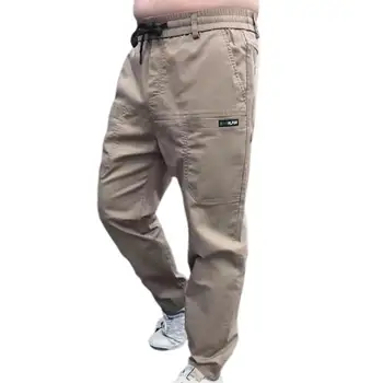 Мъжки Панталони с много джобове, Висока Еластичност, Бродерия букви, с Дължина до щиколоток, Тънки Мъжки панталон-молив от Ледената Коприна calça masculina