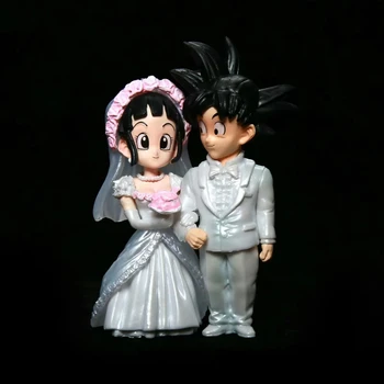 9 см Dragon Ball Z son Goku и Чичи Сватбена Фигурка Goku Статуя на PVC Фигурки са подбрани Модел Играчки Подаръци
