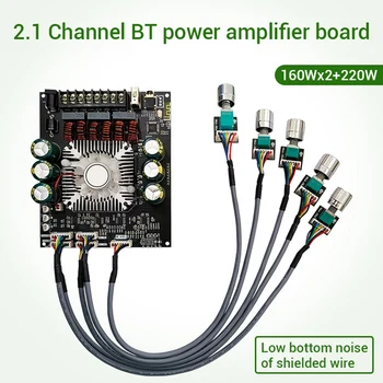 ЗК-HT22 Модул Усилвател Bluetooth Оловен Тип 2.1-Канален TDA7498E Тонален Субуфер 160WX2 + 220W Аудиоусилитель