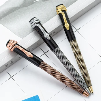 Модерен дизайн, висококачествени Цельнометаллическая змия на главата, Химикалка писалка с кристалалми и диаманти, офис писалка за писане