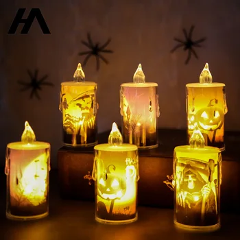 Хелоуин Led Свещи Призрак Фестивал На Декори, Реквизит Ретро Crystal Хелоуин Електронни Свещи Лека Нощ Празнични Подаръци