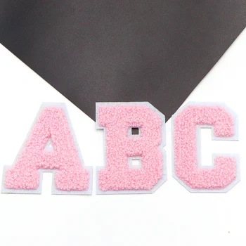 1БР DIY 72 мм Розова нашивка с буква от английската азбука, на Бродирани желязо, нашивка за дрехи, Значка, стикер за дрехи, чанти, панталони, дънки