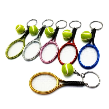 Имитация на Мини-тенис ракети, ключодържател с топката, окачване, преносима чанта във формата на тенис, ключодържател, Аксесоари, подарък