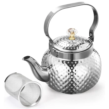 Чайникът от неръждаема стомана с обем 1,2 л, чайникът с подвижен филтър За филтриране на чай или на други чайове От трайни Сребро