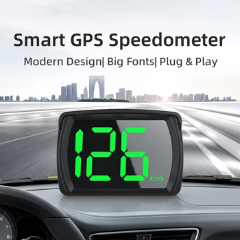 Y03 GPS HUD Цифров Скоростомер Авто Главоболие LCD Дисплей KMH Брояч Напомняния Електронни Аксесоари Голям Шрифт Скорост за Всички Автомобили