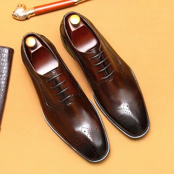 Нови италиански кожени обувки sapato de couro masculino за мъже, луксозни италиански офис обувки за мъже