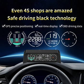2023 Нов Измерител на наклона X92 LCD дисплей Didplay OBD2 + Автомобилен GPS Главоболие, Hud Дисплея ГУМИТЕ С екран HUD Smart GPS наблюдение на Налягането в гумите