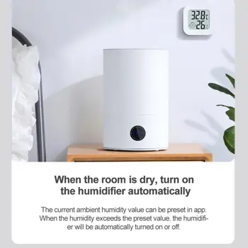 Сензор за температура и влажност на въздуха Smart Life Работи с Алекса Google Home, интелигентен сензор за температура и влажност на Smart Home Mini