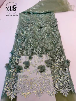 3D експортната лейси плат 2023 Лъскава Нова висококачествена ръчна работа, специална бродерия пайети за официални рокли