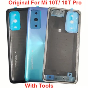 Оригиналната делото За Xiaomi Mi 10T 10T Pro 5G със Стъклен Капак на Отделението за батерията е Труден Задната Врата Mi 10T Pro Корпус Панел Калъф + Лепило Лепило