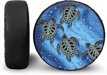 Калъф за автомобилни гуми с картина на морска костенурка Защитни колела Водоустойчив прахозащитен Универсални, Подходящи за suv камион Кемпера туристически ремарке