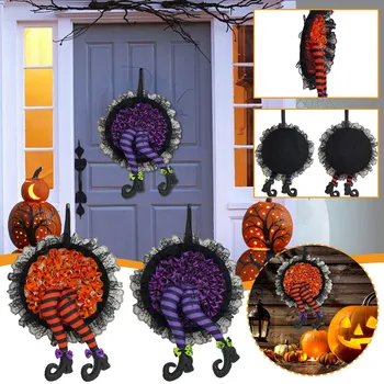 Декорация за вратите на Хелоуин, Вечерни украса за дома, Венец за входната врата, стенен декор