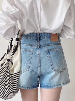 2023 Летни Дамски Свободни Класически Памучни Дънкови къси Панталони с джобове и висока талия