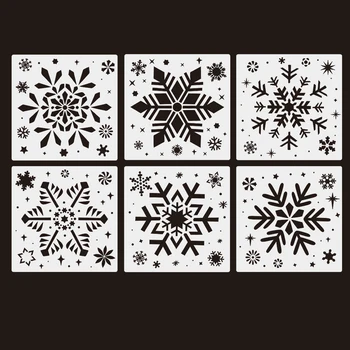 6шт 20*20 см Зимна Коледна Снежинка САМ Многостенни Листове За Рисуване, за Оцветяване за Албуми, Полагане на Декоративни Шаблон