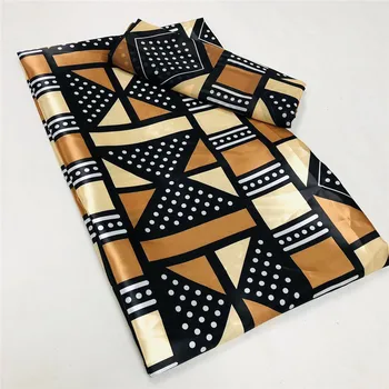 Най-новата африканска восъчен коприна сатен плат с изображение, за рокли, креативна, дигитален печат, восъчен коприна сатен плат 4 + 2 ярд/лот XM101401