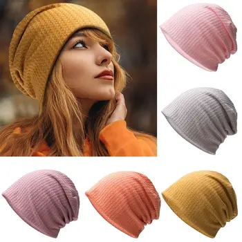 Есенно-зимни Вязаная шапка, Модни и ежедневни Еластична шапка, топли шапки За жени