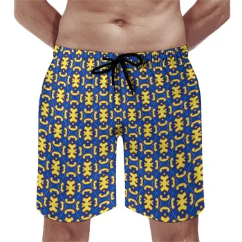 Луди къси панталони в стил барок Синьо-Жълти Забавни къси панталони на борда Мъжки Спортни бързо съхнещи Топене Подарък За рожден Ден
