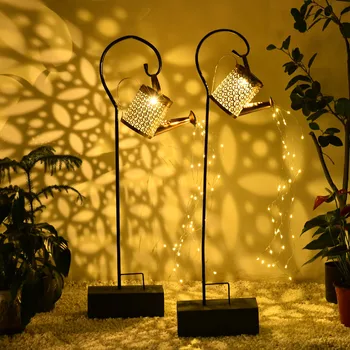 Слънчевата лейка, Слънчева Градина с декоративна лейка на открито, Led слънчева светлина, водоустойчив градинска лампа със стойка