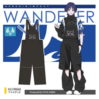 Готина игра Genshin Impact Wanderer Balladeer, Модна тениска за cosplay, с къс ръкав, ежедневни блузи, Панталони, Летен студентски комплект