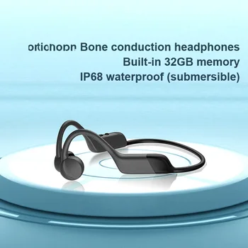 Слушалки с истинска костна проводимост с карта памет от 32 GB TWS Безжични Bluetooth Слушалки за плуване MP3 Музика IP68 Водоустойчив слушалки
