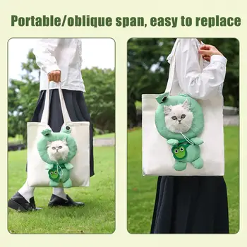 Устойчиви на спукване чанта за котки, разширяеми чанти за котки във формата на жаба, дишащи холщовые чанта през рамо за пет доставки