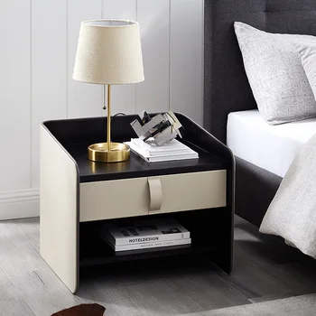 Нощно шкафче с чекмеджета, Малка Италианска Черна Минималистичная сив, нощно Шкафче, Модерен дървен дизайн, Мебели за спалня Meuble Chambre