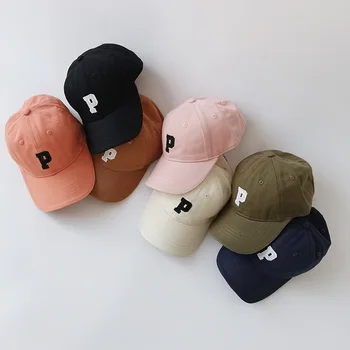 Нова детска ежедневна детска бейзболна шапка от 2 до 5 години, бейзболни шапки, бродирани с азбука P За момчета, шапки в стил хип-хоп, детски капор в корейски стил