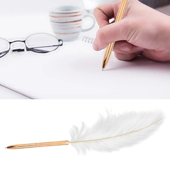 Химикалка химикалка с бяло перо в ретро стил, Изискана химикалка писалка Siganture, Множество химикалка писалка за Сватбена офис, бизнес подарък