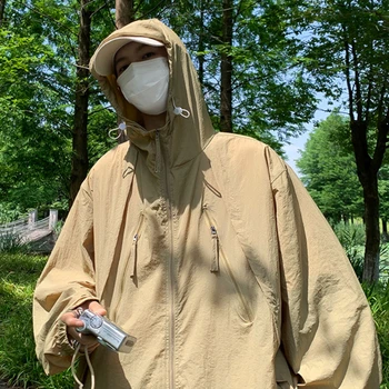Летните Слънчеви якета от Ледената коприна, Американската Тънка Дишаща Свободна градинска яке с защита от uv, палта за мъже и жени