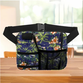 Луксозна поясная чанта в тропически джунгли в хавайски стил за жени с Регулируем поясным колан, чанта за инструменти за грижа за болни, превръзка за стетоскопов