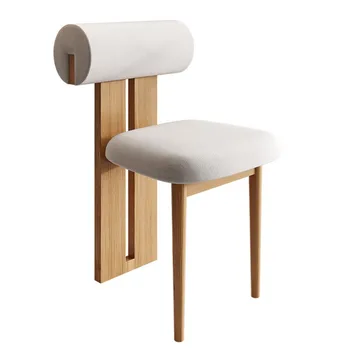 Трапезария стол от масивно дърво в стил Ваби-съби, кадифе агне, Скандинавски японски стил, индивидуални дизайнерски творческа стол
