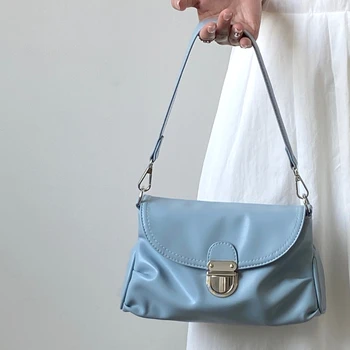 Нови Дизайнерски Дамски чанти През рамо, Однотонная Дамски Малка чанта през рамо от изкуствена кожа, Дамски ежедневни чанта под Мишниците, чантата, чанти
