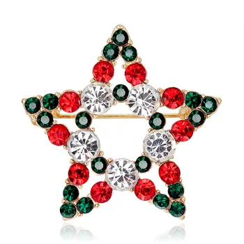 Брошка във формата на звезда от планински кристал, зимна мода на genka в формата на звезда с пет триъгълници, Коледни украси, аксесоари за палто, ново записване