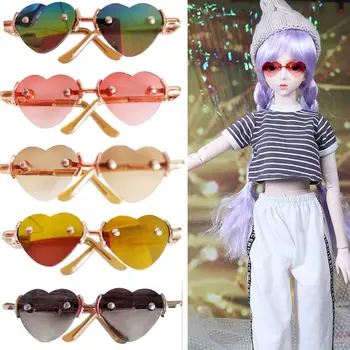 Модерен мини-плюшен кукла за 1/31/4 BJD в хубава рамка във формата на сърце, Плюшени куклени очила за кукли 10/15 см, Очила за дрехи