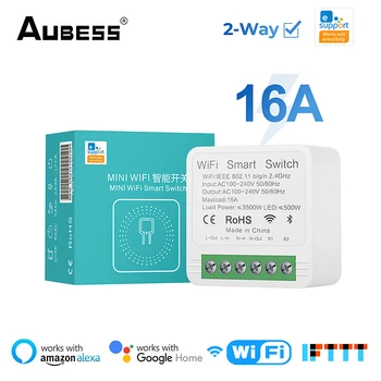 Aubess 16A WiFi Smart Switch Поддържа 2-полосное Управление на DIY Switch eWeLink APP Дистанционно Управление Таймер Работи с Алекса Google Home