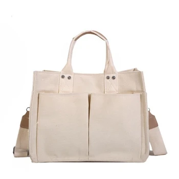 Дамска чанта-тоут, Ежедневни Холщовая чанта за пазаруване с Голям капацитет, женски училищни чанти за през рамо, Обикновена торбички за пазаруване по рамото За жени, дамска Чанта