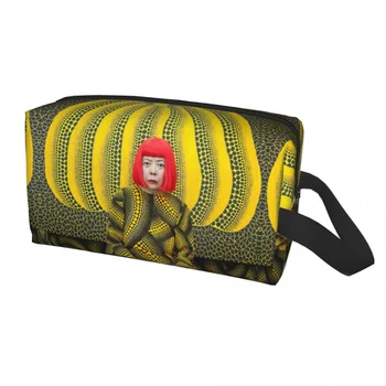 Жълта Тиква Yayoi Kusama Пътна Чанта за Тоалетни принадлежности за Жени В Грах Кралица Козметични Органайзер за Грим Комплект За Съхранение на Козметиката