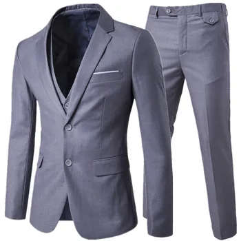 Костюм + Сако + Панталон, Комплекти от 3 теми /2023 Модерен Мъжки Бизнес костюми /Мъжки Блейзери, Сака + Панталони + Жилетка / S-6XL