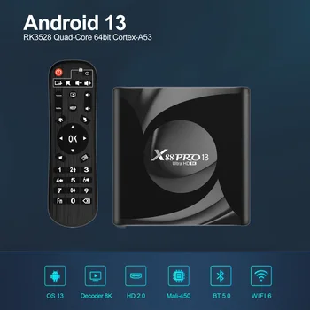 X88 PRO 13 Smart TV BOX Android 13,0 Bluetooth 5,0 10/100 м RK3528 media player Android TV BOX 4k WIFI6 Smart tv box