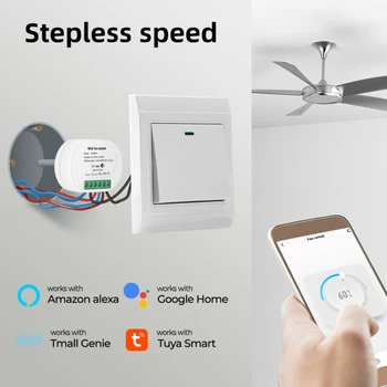 Интелигентна сцена Smart Life дистанционно управление на Многофункционален превключвател на вентилатора на Hristo Smart С контролер монтаж на таван фен на Alexa, Google Home