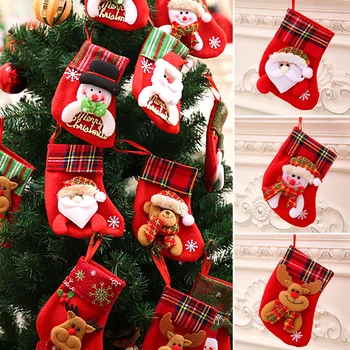 Коледни Чорапи Коледно Дърво Висящи Украшения Чанта Подарък пакет шоколадови Бонбони Коледна украса За Декориране на дома Навидад Decor