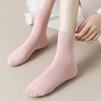 1 Чифт Мъжки памучни чорапи, бизнес Ежедневни Удобни чорапи, Женски едноцветни чорапи Harajuku, подарък спортни чорапи