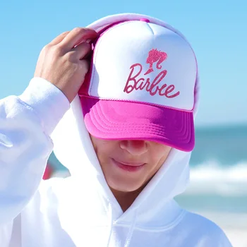 2023 Нова кавайная розова бейзболна шапка с трафаретным принтом, лятна плажна дамска шапка от Слънце, шапка за парти в стила на приятел