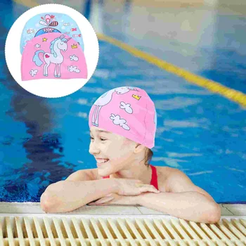 Детска шапка за плуване, женски износоустойчиви шапка с мультяшными плитки шапки с дредами