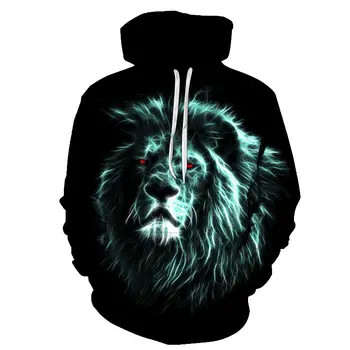 Пролетната Мода за Мъже hoody с 3D Принтом на животното Лъв, Уличен пуловер в стил Харадзюку, Есенна hoody, яке, Спортно облекло, Hoody Оверсайз