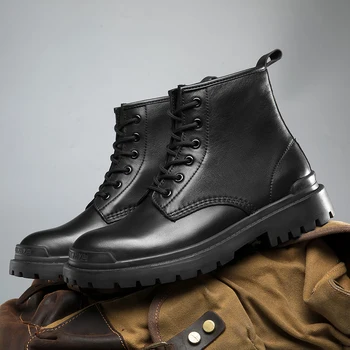 Нова мода мъжки обувки от естествена кожа за мъже, удобна за Офис Мъжки работна обувки дантела, Мъжки Маратонки-Високо качество