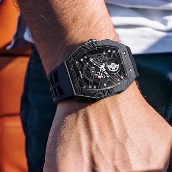 JINLERY Автоматични механични часовници за мъже Relogio Masculino Луксозни Мъжки ръчни часовници Гривни от неръждаема стомана, Сапфирен кристал