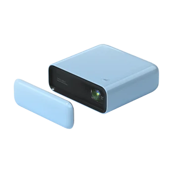 Обновен проектор син цвят за къмпинг, проектор за домашно умен кино висока мощност, малък и преносим